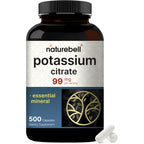 NatureBell Potassium Citrate 99mg, 500 Capsules - Chelated Mineral Supplements - Non-GMO, Gluten Free