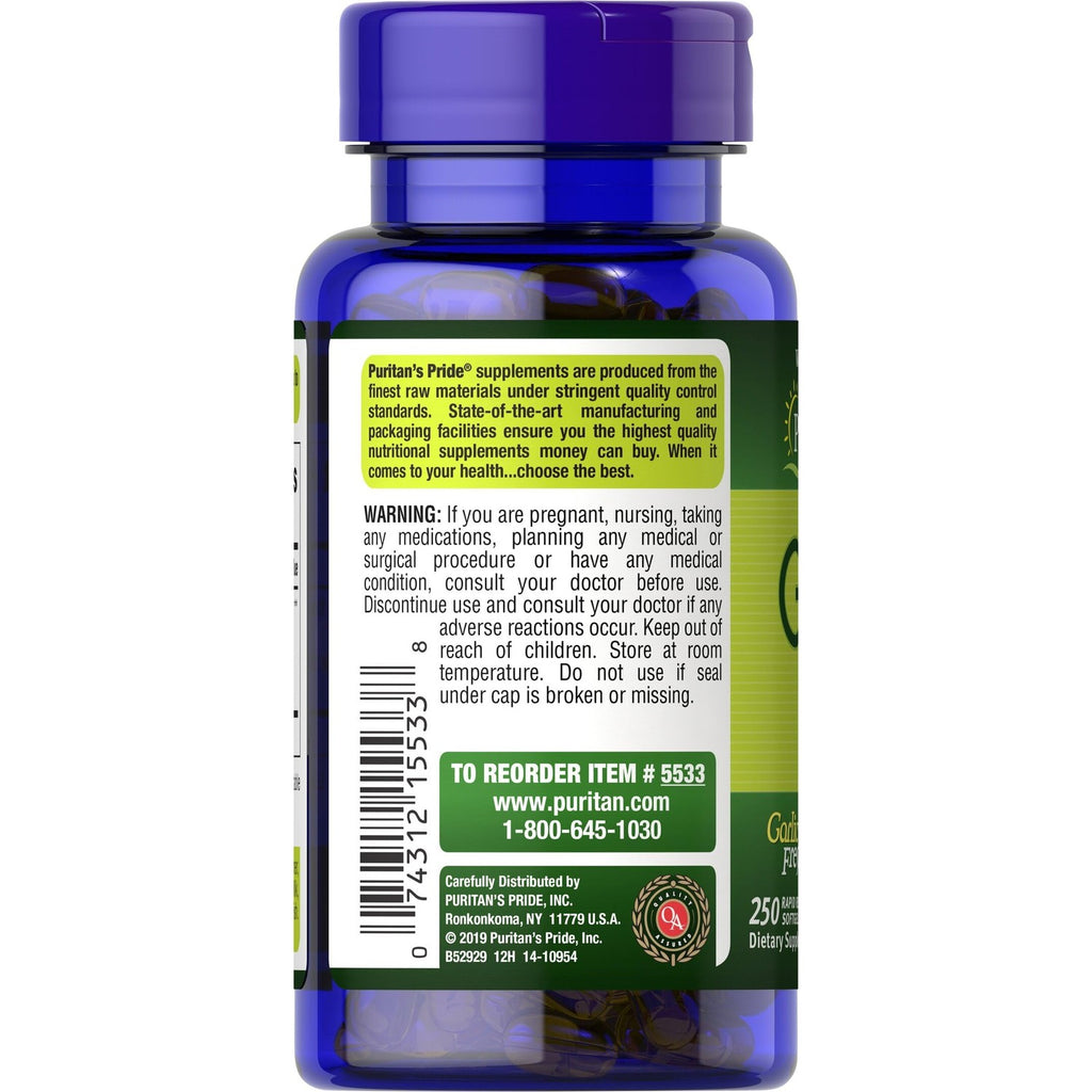 Puritan's Pride Premium Odorless Garlic Fresh 10mg, 250 Softgels