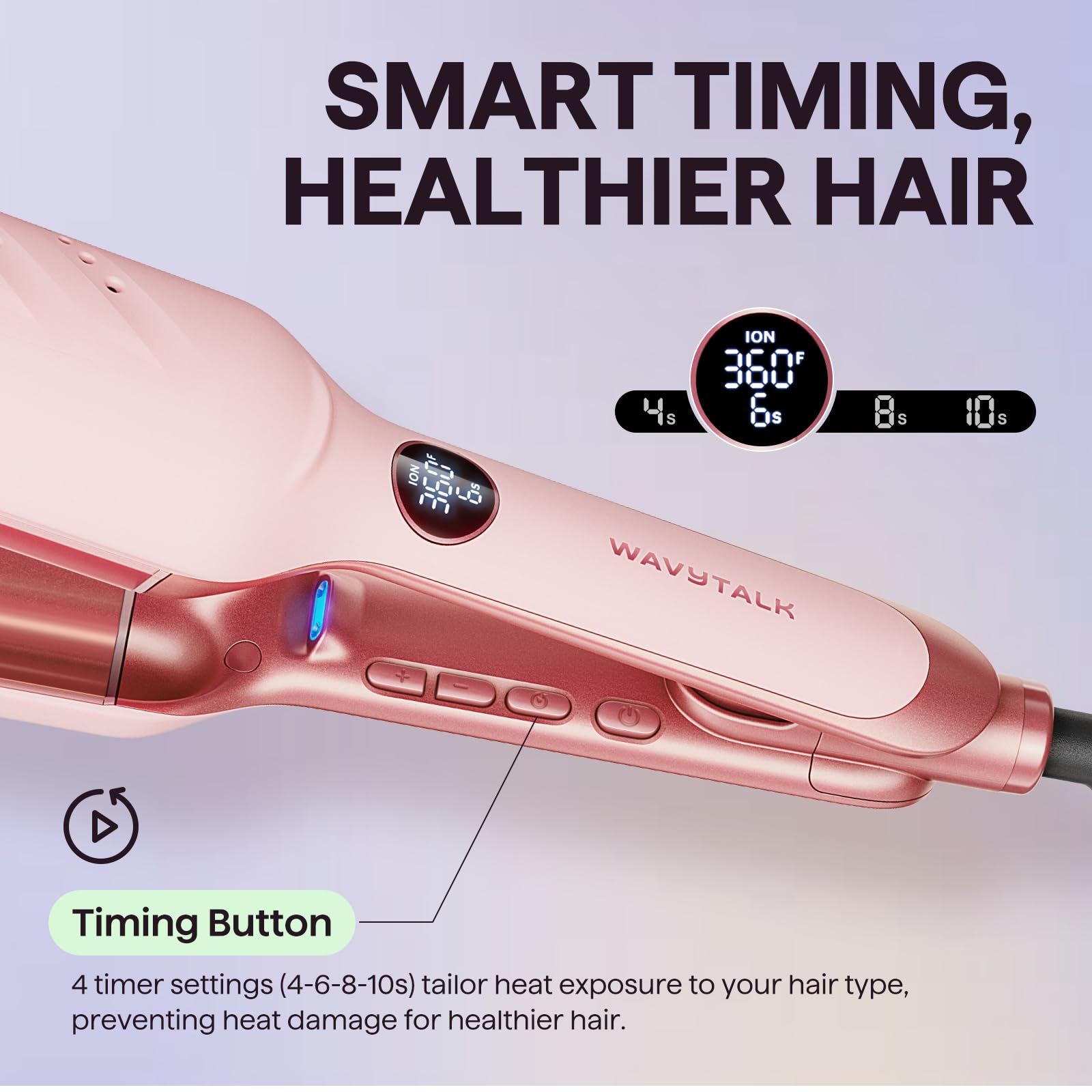 Wavytalk Power Wave Hair Crimper, Ionic Hair Waver for Less Heat Damage | Beach Waves Curling Wand, Crimping Iron, Ventilation Design for Less Damage, Ionic Reduces Frizz, Dual Voltage Curling Iron