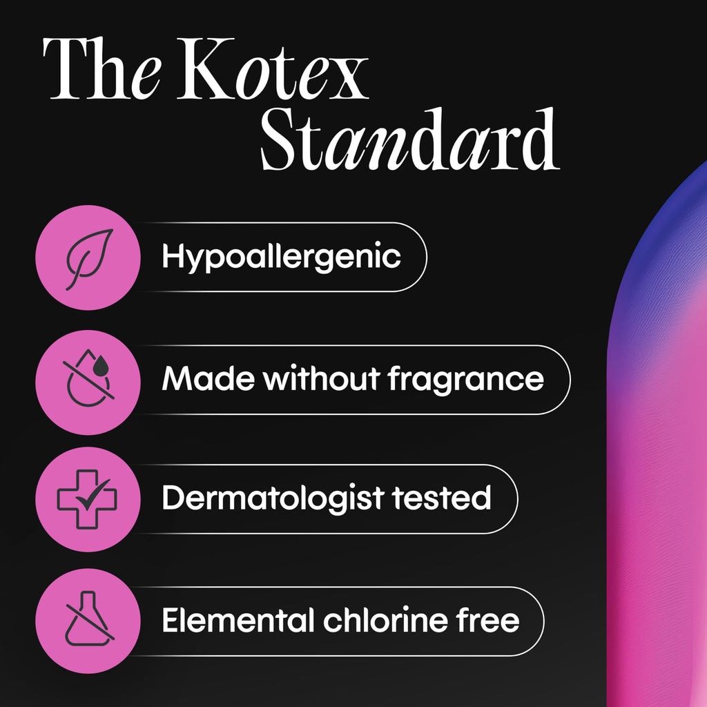 Kotex Overnight Maxi Pads, Wings, Extra Heavy, 84 Count, 3 Packs of 28