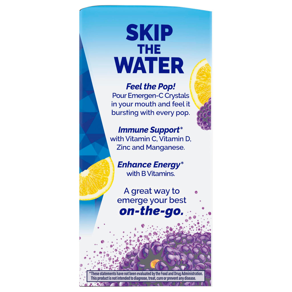 Emergen-C Immune Plus Crystals, On-the-Go Immune Support Supplement with Vitamin C, Vitamin D, B Vitamins, Zinc and Manganese, Berry Lemonade, Back to School Essentials - 28 Stick Packs