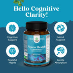 Neuro Health Brain Supplements for Memory and Focus - Nootropic Pills 60ct | Nootropics brain health supplement to support memory, focus, brain fog, mental clarity & healthy focus for adults