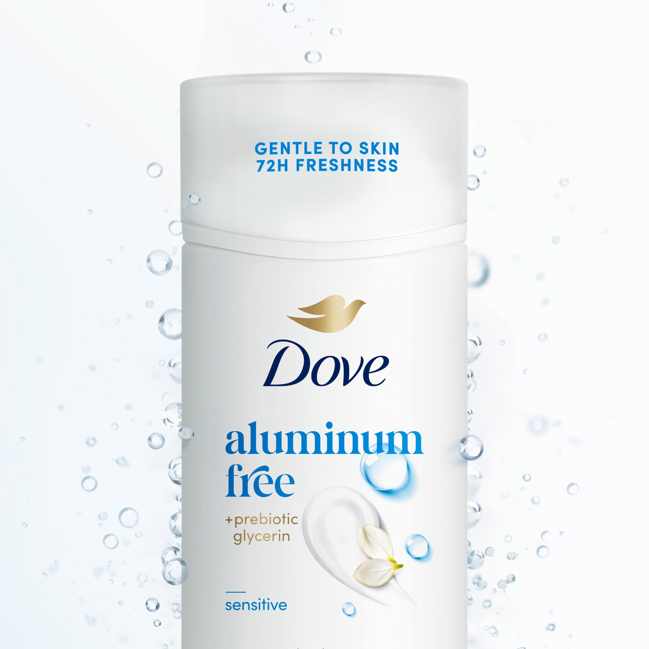 Dove Deodorant Stick Sensitive Aluminum Free 2.4 oz | For sensitive skin, Helps stop odor & stay fresh, With prebiotic glycerin, aluminum-free