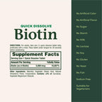 Nature's Bounty Biotin, 5000mcg, 60 Quick Dissolve Tablets | Supports Metabolism for Cellular Energy and Healthy Hair, Skin, and Nails