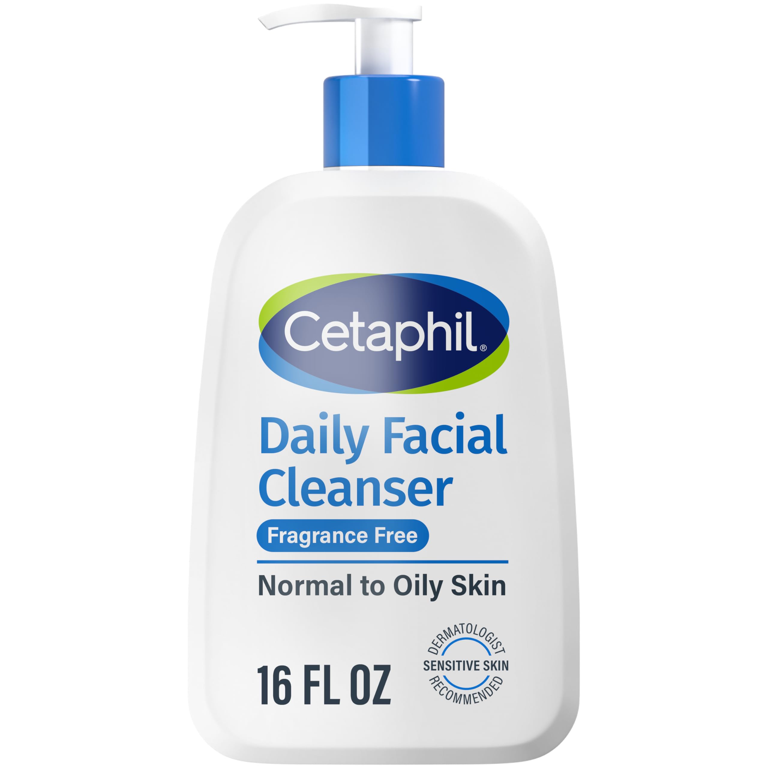 Cetaphil Daily Facial Cleanser, Oily & Combination Skin, 16oz | Fragrance-Free, Soap-Free, Hypoallergenic, Sensitive To Oily Skin, Combination Skin, Dermatologist Recommended