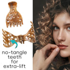 Authentic hair volume clip designed for curly hair; features no-tangle teeth for extra lift and effortless styling.