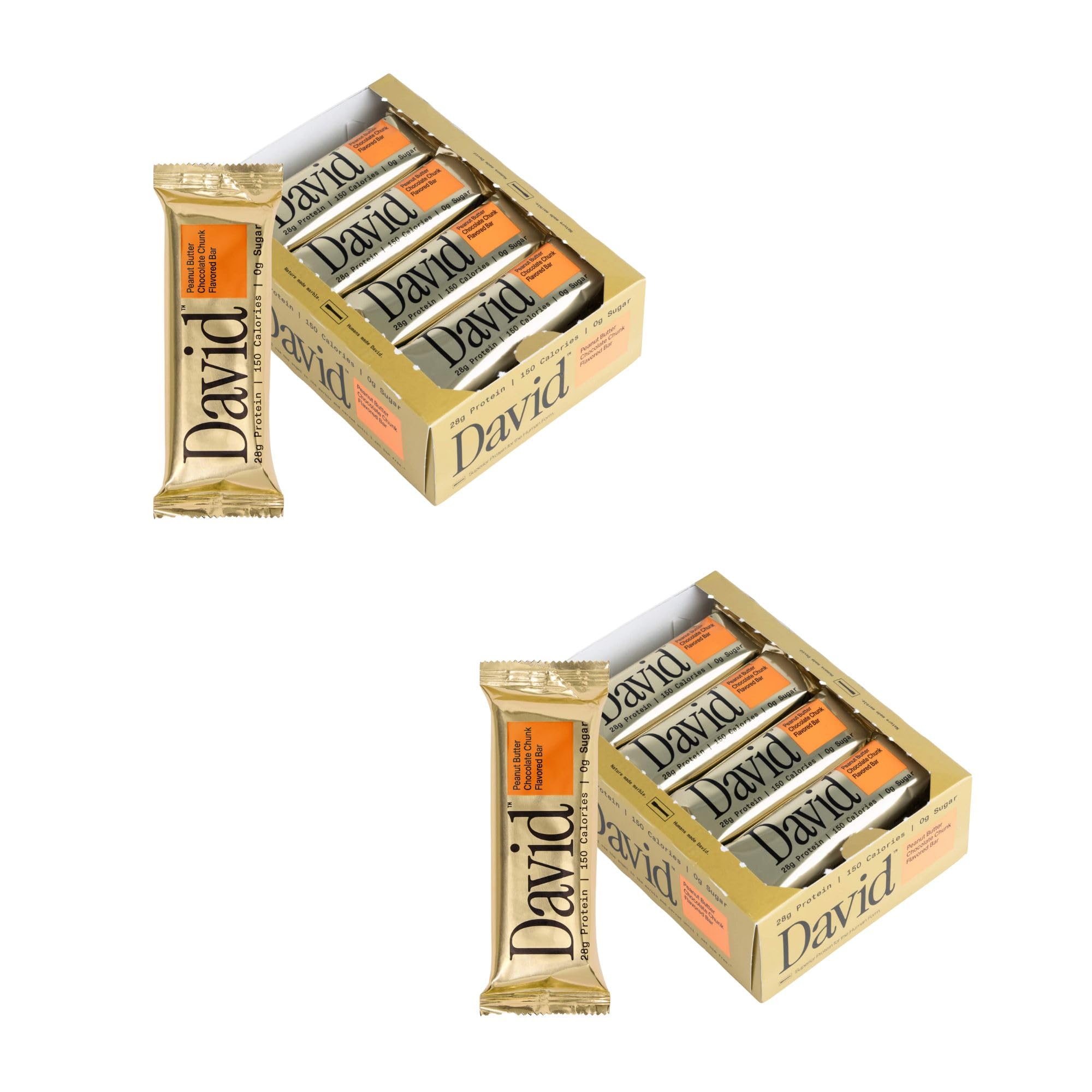 Buy now David High Protein Bars - 0g of Sugar, Low Carb, Gluten Free - 28g of Protein, 150 Calories - On-The-Go Snack - Chocolate Chip Cookie Dough Flavor, Pack of 12 at indiglob india
