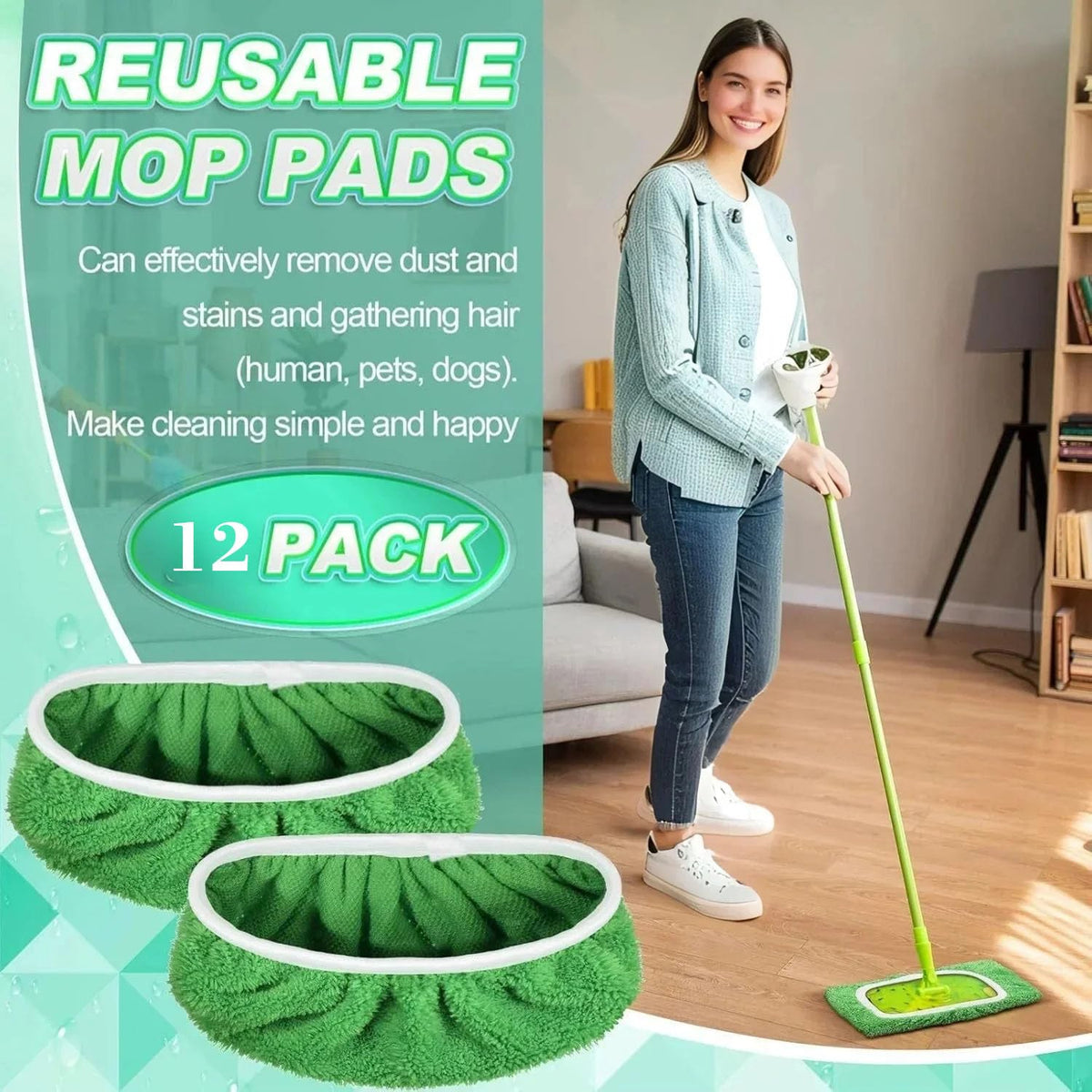 6-Pack Reusable Coral Fleece Mop Pads Washable Wet Mopping Cloths and Dry Sweeping Cloths for Swiffer Sweeper – Washable Wet & Dry Microfiber Pads for Surface/Hardwood Floor Cleaning, Tile & More.