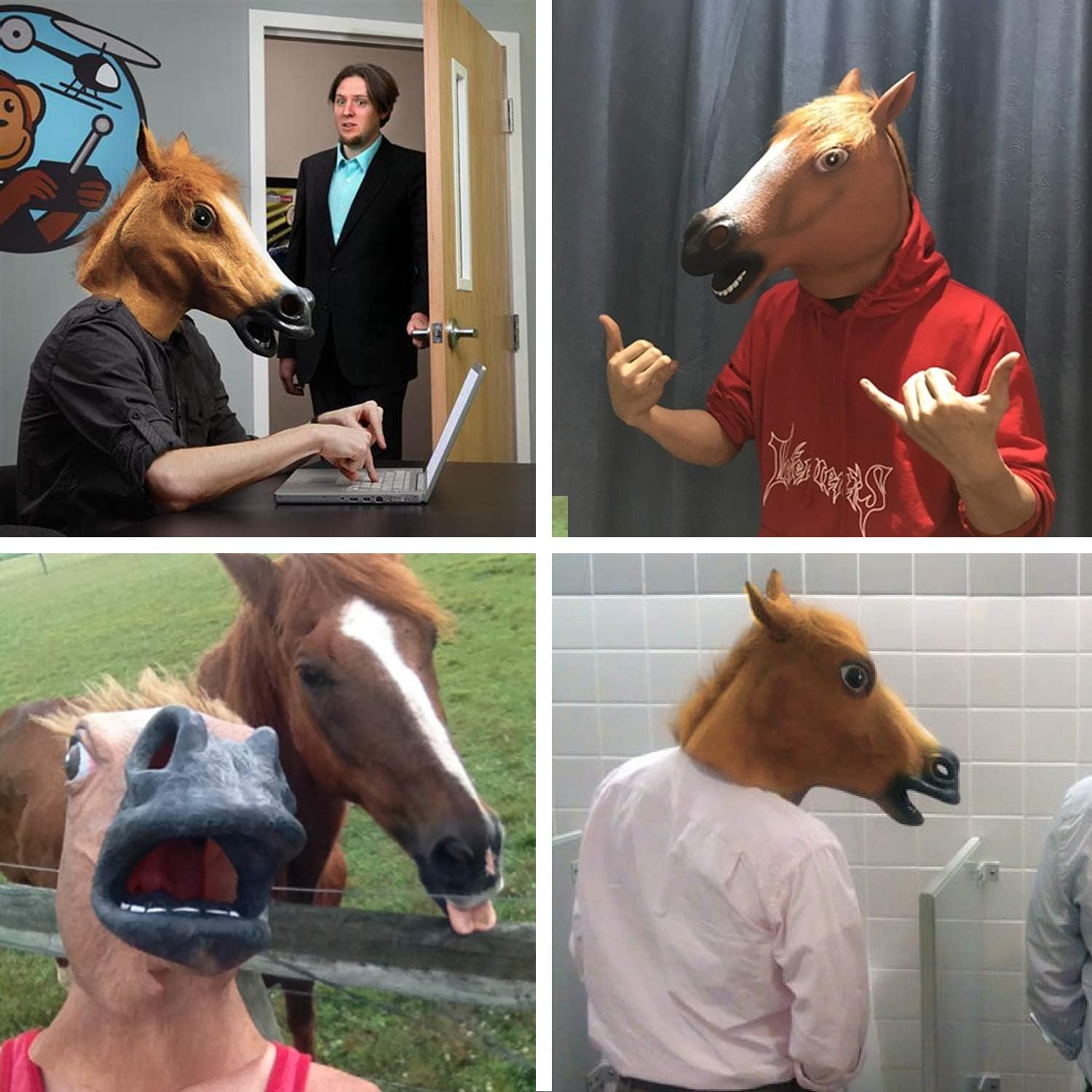 Buy now MOLEZU Horse Head Mask for Adult, Brown Horse Head Latex Animal Mask, Novelty Halloween Costume for Masquerade Party. at indiglob india