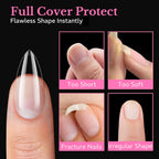 Authentic medium almond nail tips, 600 pieces. Full cover for every nail shape, ensuring flawless nail enhancements.