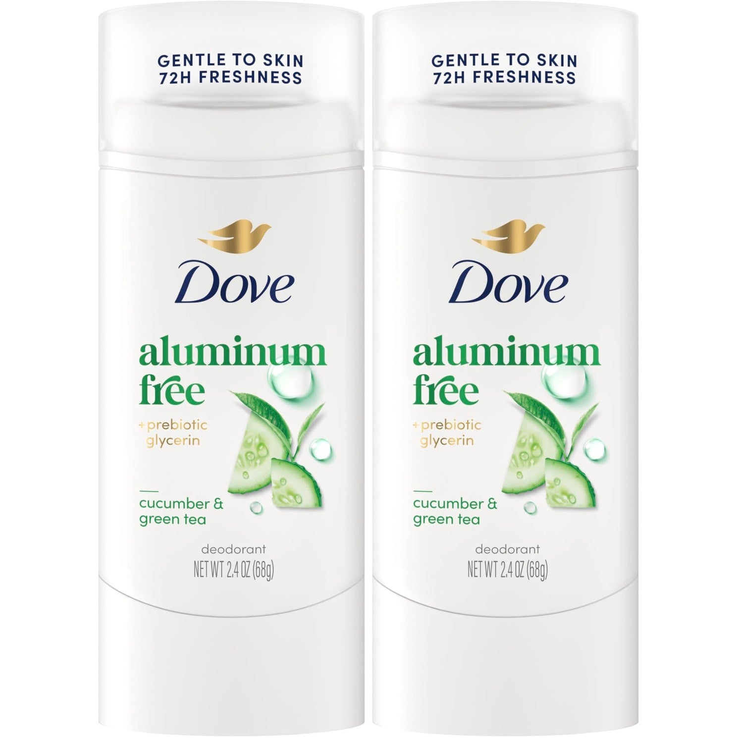 Dove Deodorant Stick Cucumber & Green Tea for 72 Hour Odor Protection Aluminum Free 2.4 oz (Pack of 2)