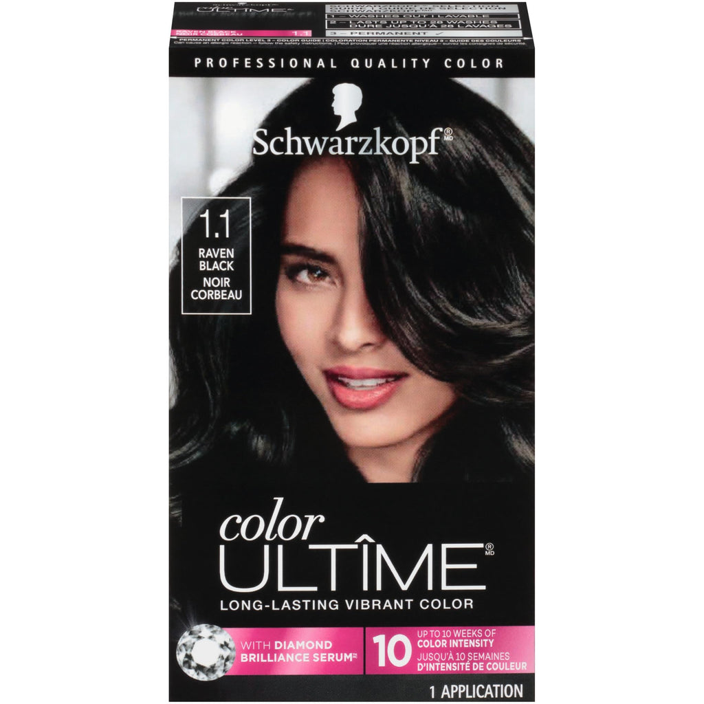 Schwarzkopf Color Ultime 1.4 Sapphire Black Hair Dye, Permanent Intense Black with Diamond Brilliance, Fade-Resistant, Covers Grays, All Hair Textures (Pack of 2)