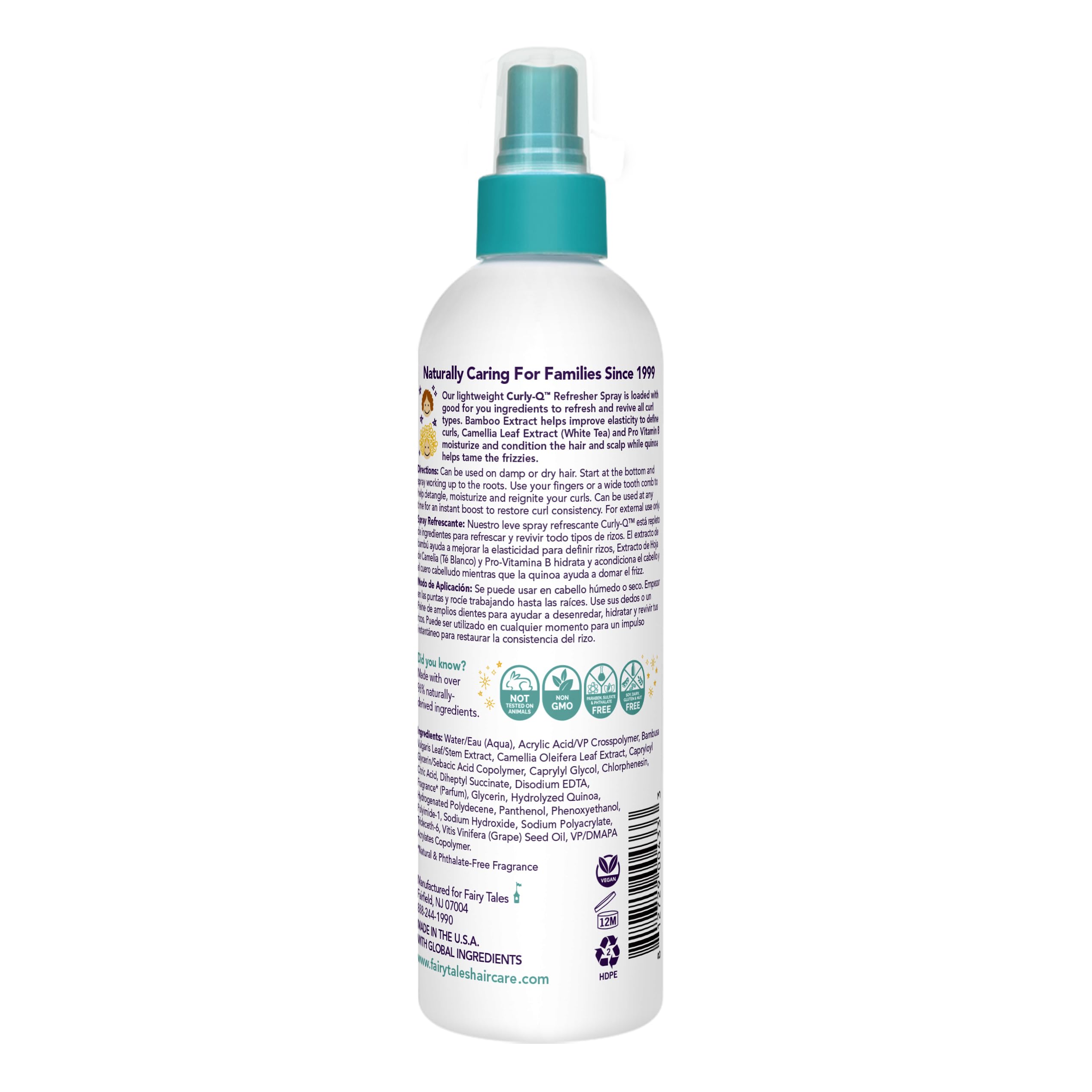 Fairy Tales Curly-Q Curl Refresher for Kids - Lightweight Spray to Define Curls, Add Bounce and Reduce Frizz - 8oz