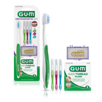 GUM Orthodontic Kit with Toothbrush, 3 Proxabrush Sizes, Shred-Resistant EasyThread Floss and Ortho Wax