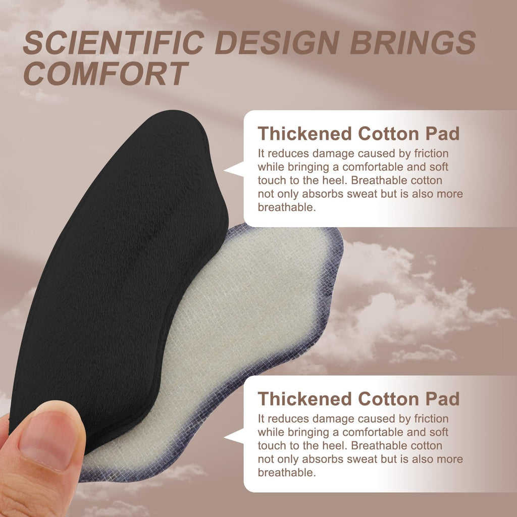 KTSAY Heel Pads for Shoes, 2 Pairs Self-Adhesive Heel Grips & Protectors - Non-Slip Cushion Inserts to Prevent Blisters, Snug Fit for Big Shoes, Improve Comfort for Men & Women (Black, Large)
