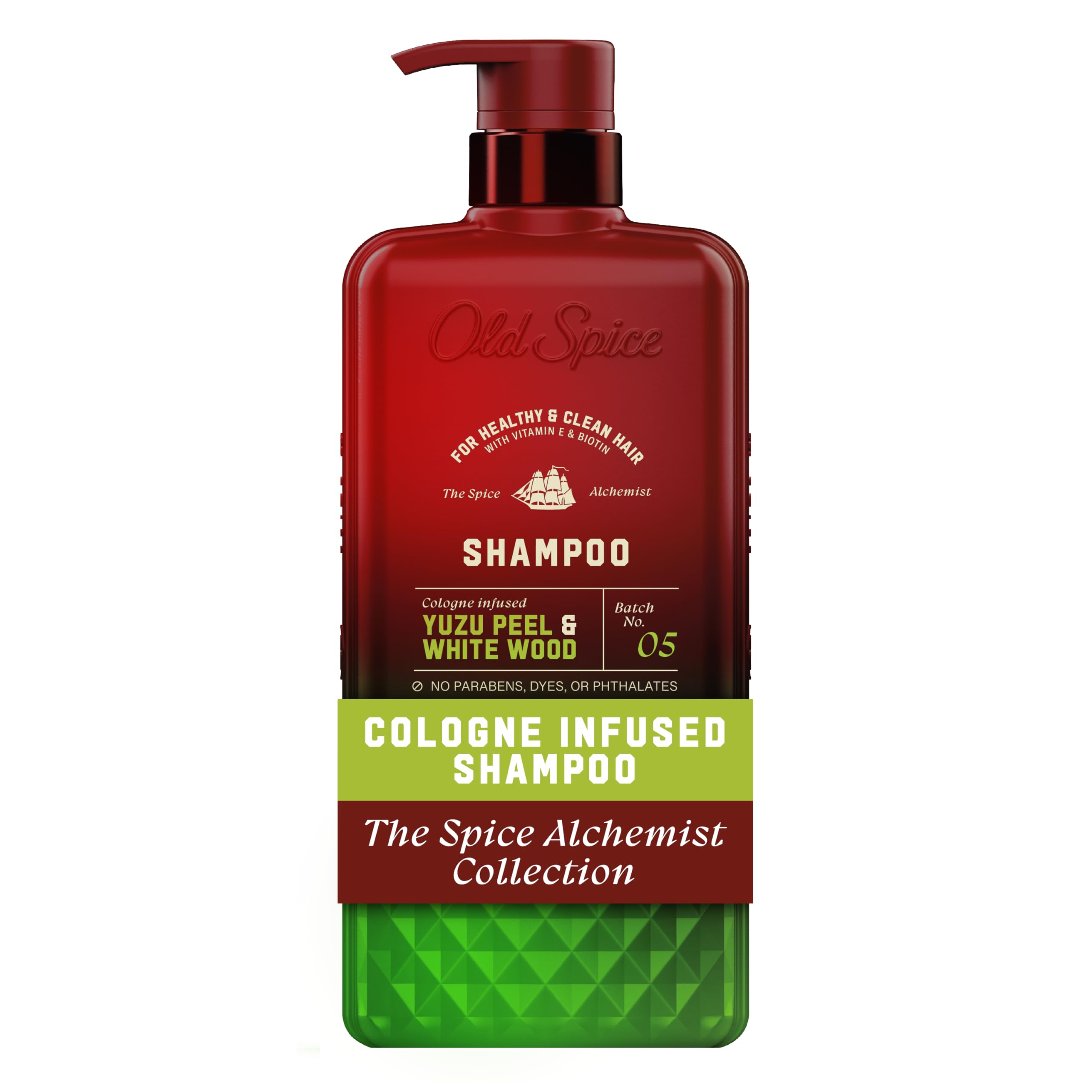 Old Spice Men's Shampoo, The Spice Alchemist Collection, Cologne-Infused Cardamom and Amber Wood Scent, Free of Parabens & Phthalates, 20 fl oz