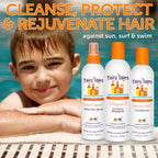 Fairy Tales Sun & Swim Shampoo & Conditioner for Kids - Chlorine Removal Swim Shampoo, Removes Green Pool Tones, Sea Salt & Mineral Buildup - Delicious Tropical Scent– 12oz + 8oz