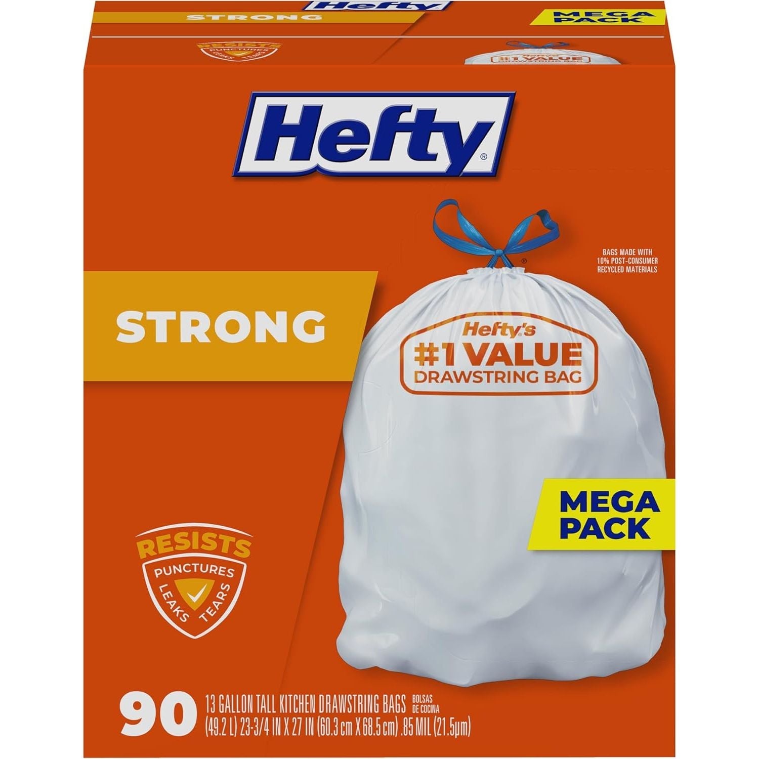 Buy now Hefty Strong Tall Kitchen Trash Bags, Unscented, 13 Gallon, 45 Count 90 Count (Pack of 1) at indiglob india