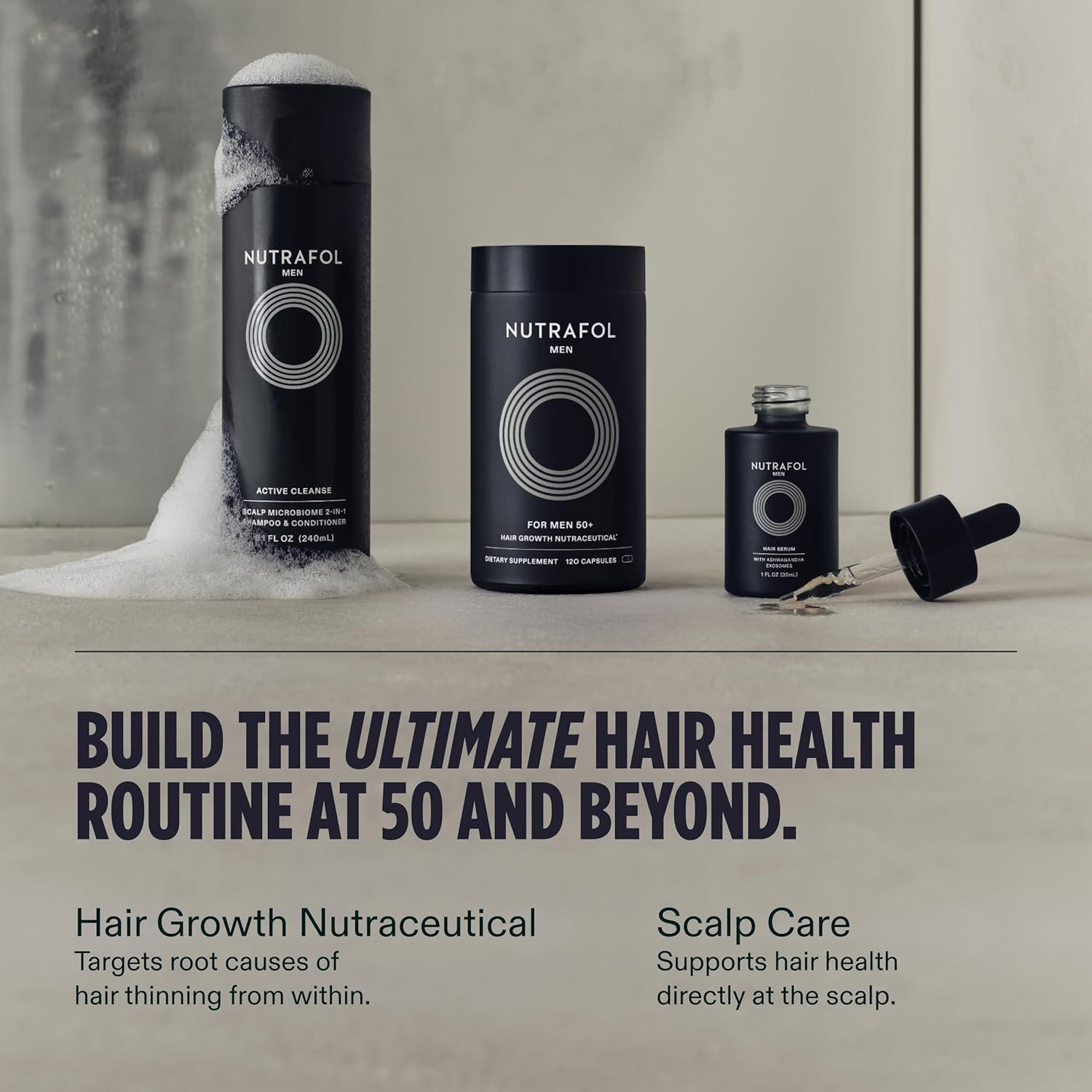 Nutrafol Men 50+ Hair Growth Supplements, Age 50+, 1-Month Bottle | #1 Dermatologist-Recommended Hair Growth Supplement Brand, Clinically Tested for Visibly Thicker Hair and Scalp Coverage