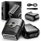 Electric Foil Shavers for Men: 4 Floating Blades & Dual Speed | Mini Electric Razors for Men With Wet or Dry - Cordless Razor with LED Display- Face Shaver with USB-C Charge & Travel Lock
