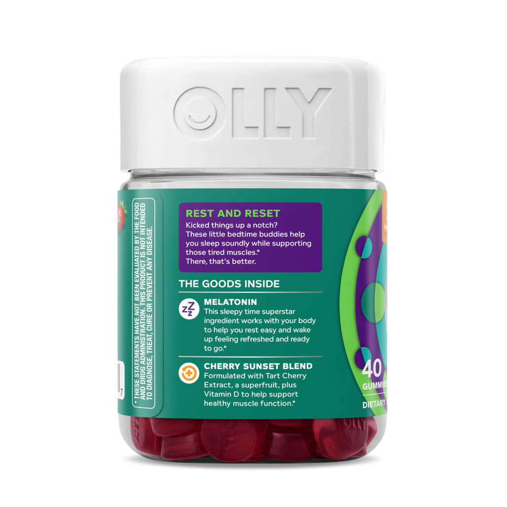 OLLY Muscle Recovery Sleep Gummy Supplement, Tart Cherry - 40 Count