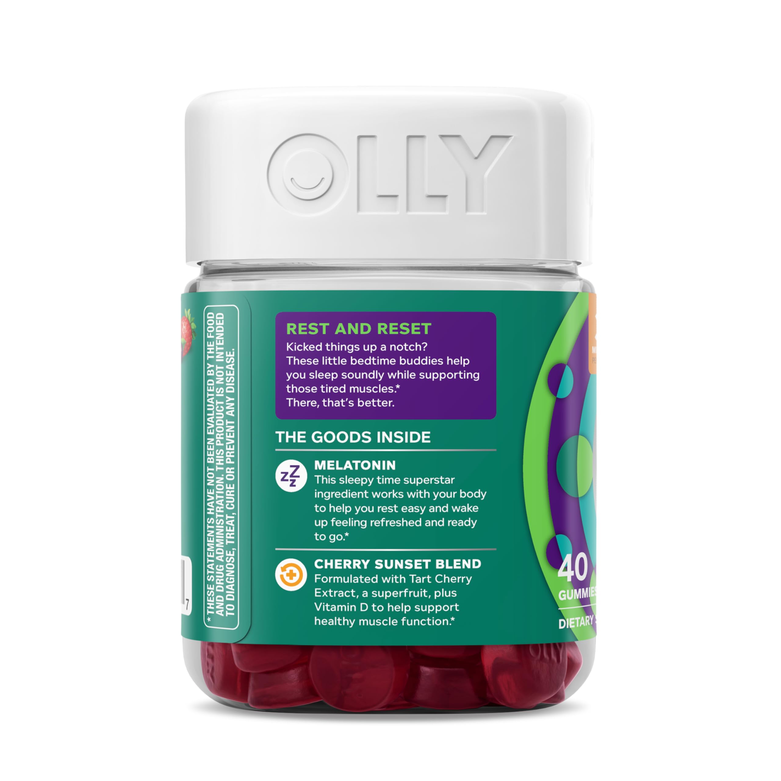 OLLY Muscle Recovery Sleep Gummy Supplement, Tart Cherry - 40 Count