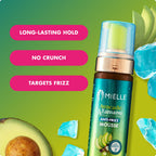 Mielle Organics Avocado & Tamanu Curly Hair Mousse - Anti Frizz Hair Foam for Curly, Wavy, Coily Styles - Medium Hold Styling to Define & Control for a Soft, Natural Shine Finish (7.5oz)