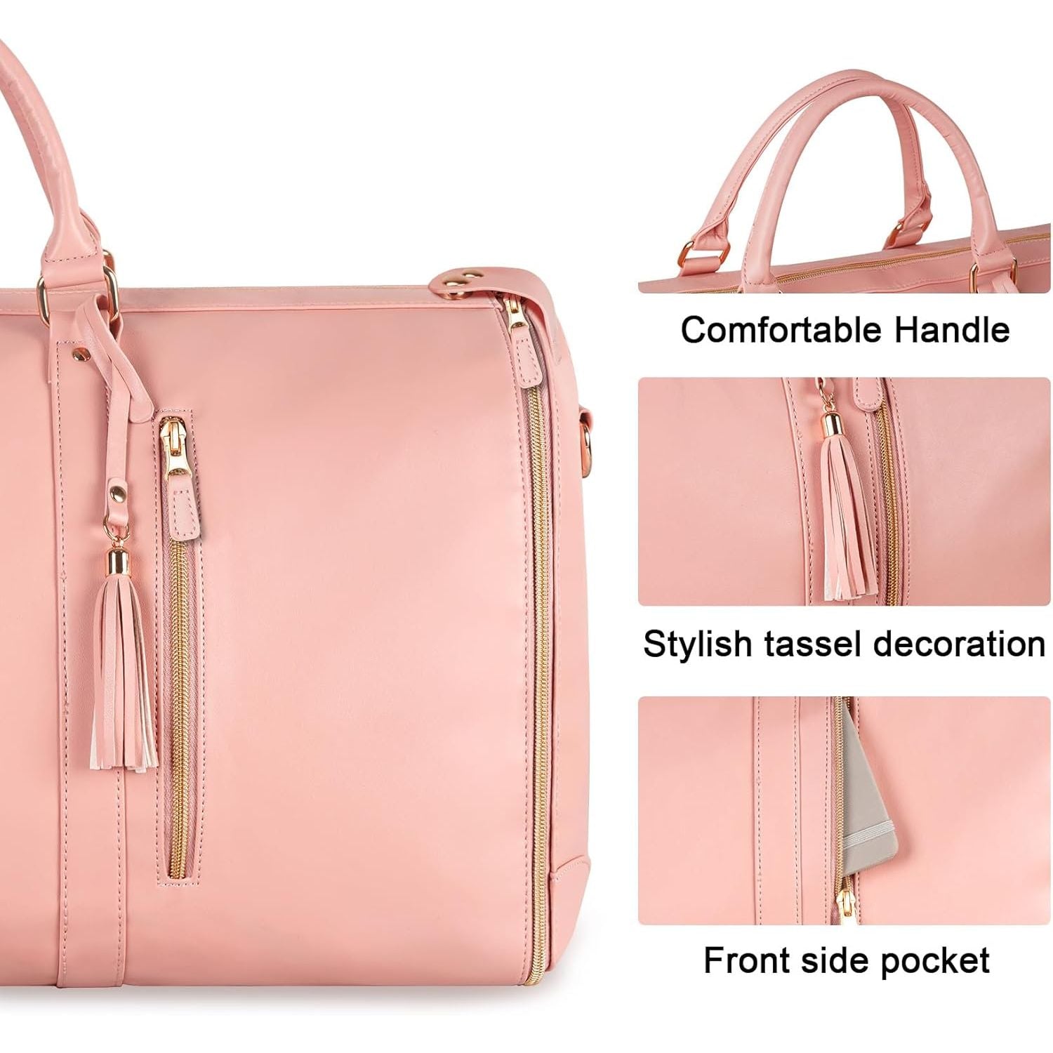Buy now Ytonet Garment Duffle Bags for Travel, Convertible Carry On Garment Bag for Women, Large PU Leather Foldable Travel Bag with Shoe Pouch, 2 in 1 Hanging Suitcase Dress Suit Travel Bags, Pink at indiglob india