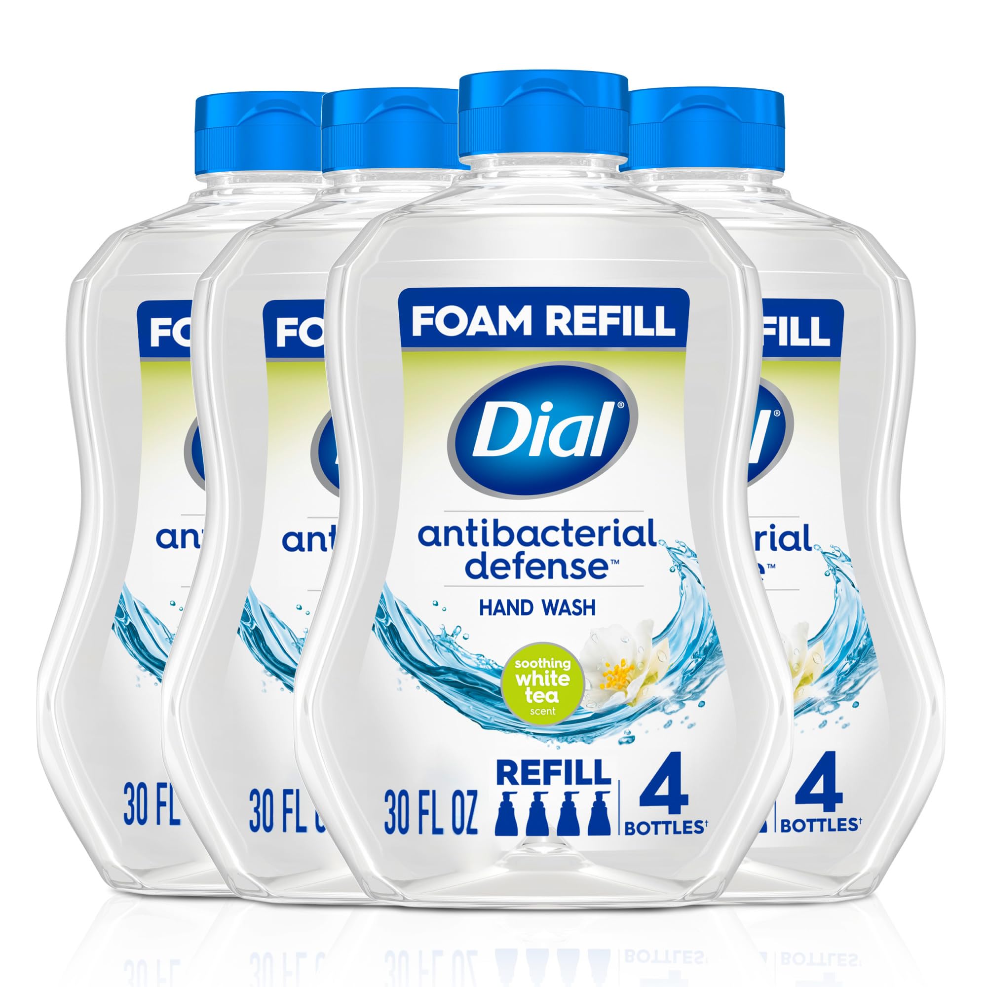Dial Antibacterial Defense Foaming Hand Soap + Aloe, Spring Water Scent, 30 Fl Oz Hand Soap Refill (4 Pack), Dermatologist-Tested, Gentle on Skin