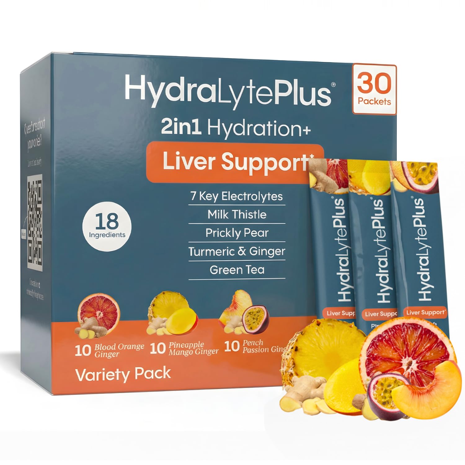 Hydralyte Liver Support + Electrolytes Milk Thistle Drink, Blood Orange