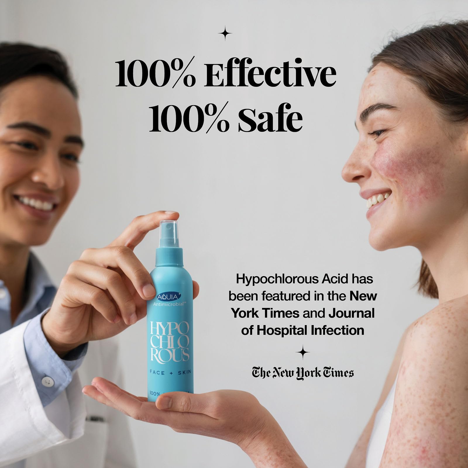 Hypochlorous Acid Spray for Face and Skin; Facial Cleanser | 8oz Face Mist | Antimicrobial Hypochlorous Acid Spray for Skin, Acne, Rash, Eczema, Wound | Topical Facial Cleanser Sprays; Smart Skincare