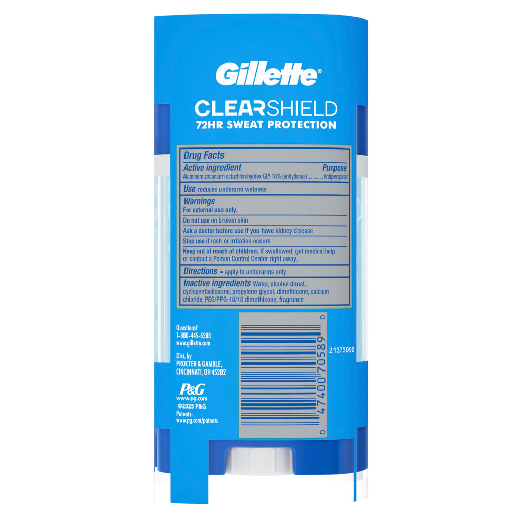 Buy now Gillette Antiperspirant and Deodorant for Men, 72hr Sweat & Odor Protection, Long Lasting Freshness, Anti-White Mark Technology, Clear Gel, Arctic Ice Scent, 3.8 oz (Pack of 3) at indiglob india