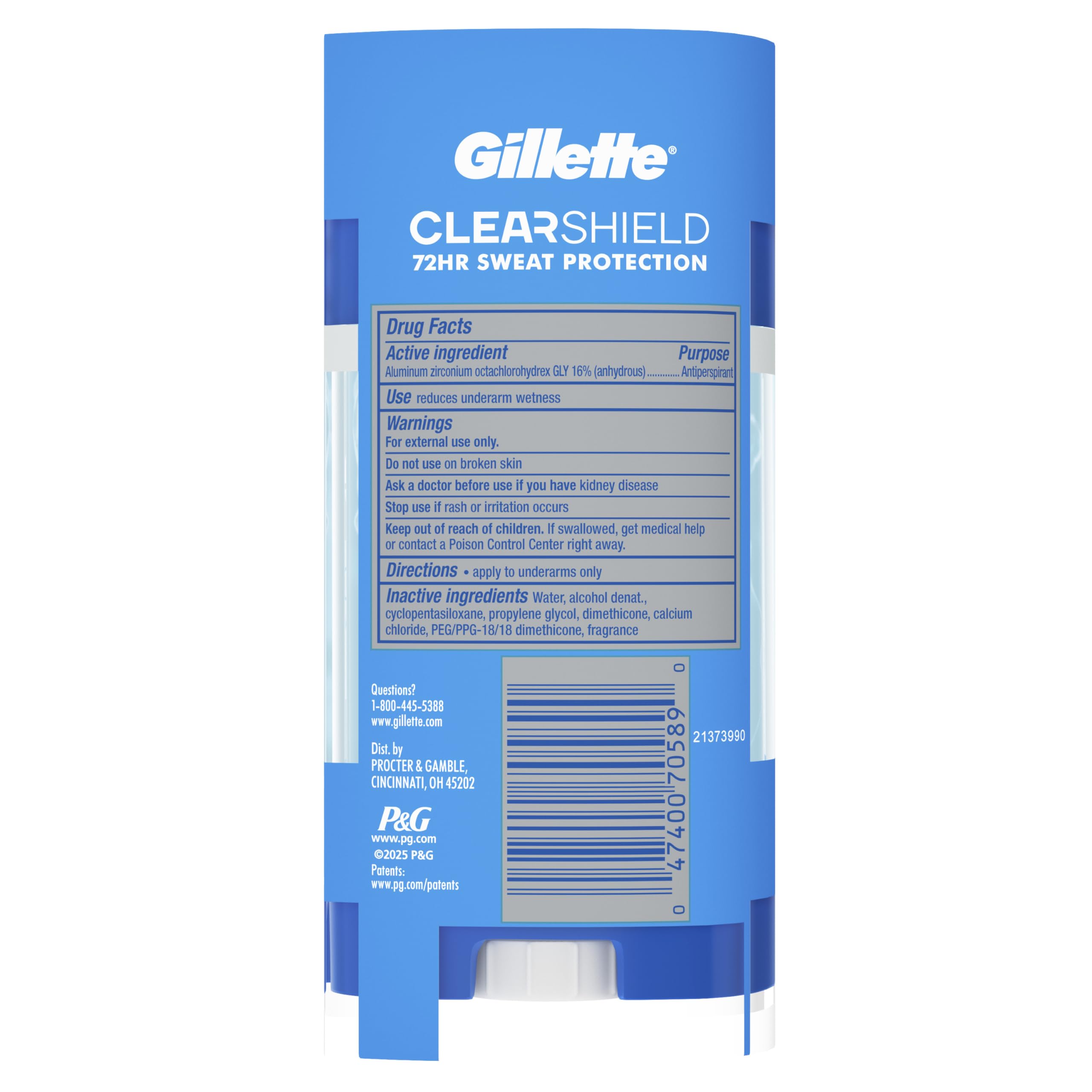 Buy now Gillette Antiperspirant and Deodorant for Men, 72hr Sweat & Odor Protection, Long Lasting Freshness, Anti-White Mark Technology, Clear Gel, Arctic Ice Scent, 3.8 oz (Pack of 3) at indiglob india