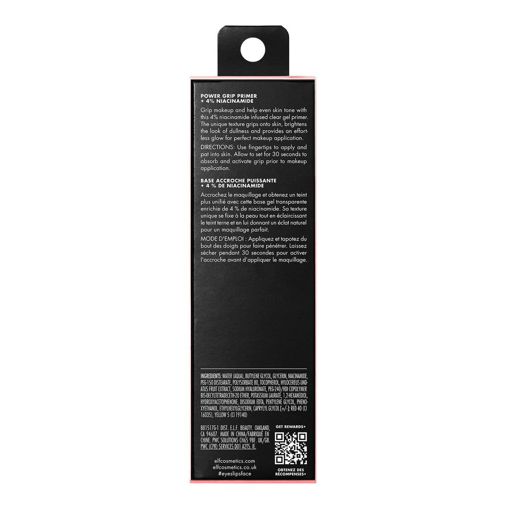e.l.f. Power Grip Primer + 4% Niacinamide, Gel-Based & Hydrating Face Primer, Helps Visibly Even Skin & Brighten, Grips Makeup, Vegan & Cruelty-Free, 0.811 Fl Oz