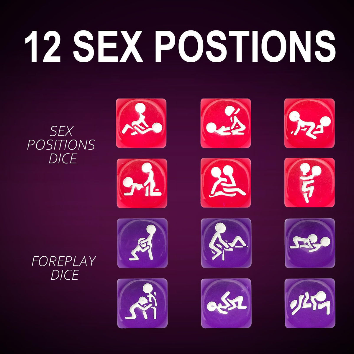 Erotic Positions Sex Dice Sex Game, Naughty Date Night Dice Adult Sex Toys for Couples with 12 Positions for Foreplay & Sexual Pleasure, Fun Couples Games Bedroom Sex Toy Gifts