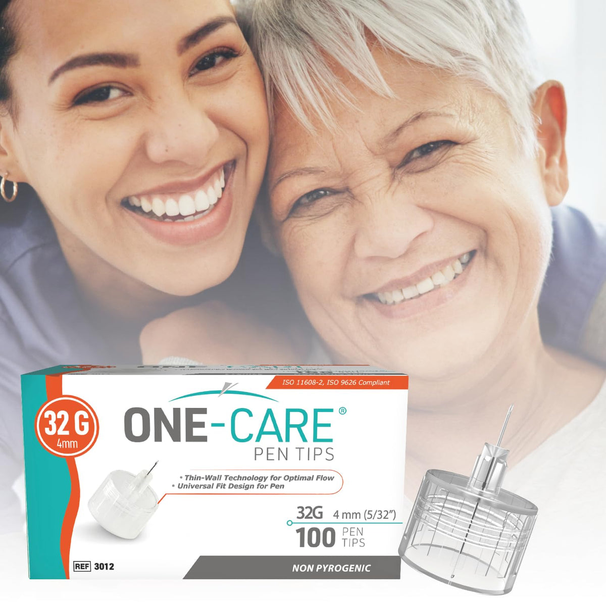 ONE-CARE Pen Tips, 32G x 4mm, Ultra-Fine, Twist-On Design, 100 Count