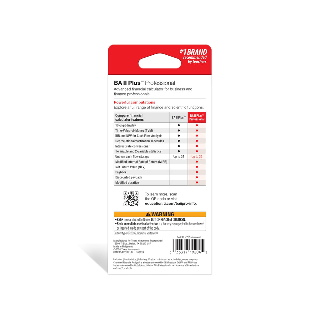 BA II Plus Professional Financial Calculator Texas Instruments