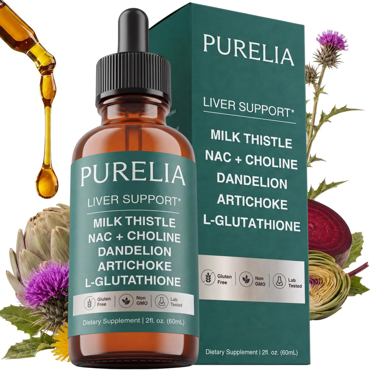 Liver Support Drops with Milk Thistle, NAC & Dandelion | 2 fl oz