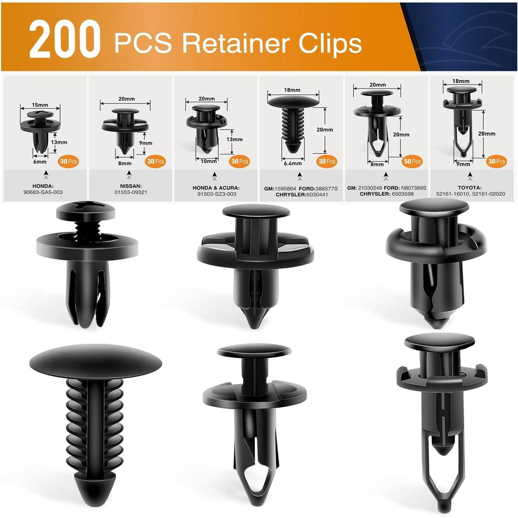 Buy now GOOACC Universal Plastic Fender Clips,200 Pcs Push Bumper Fastener Rivet Clips with 6 Size Auto Body Retainer Clips Bumpers,Car Fender Replacement for GM, Ford & Ch at indiglob india