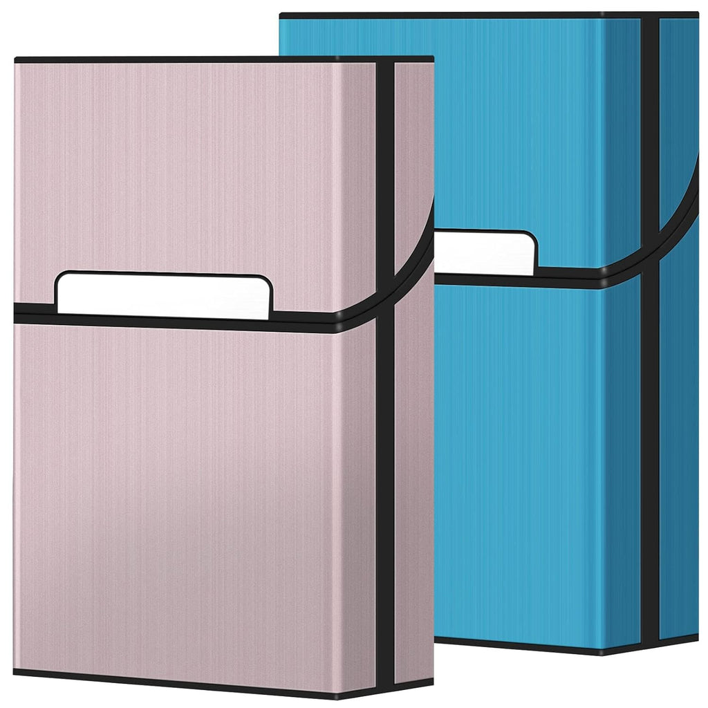 Buy now roygra Cigarette Case (2 Pack), Magnetic Switch 20pcs Cigarette Holder Case for Men Women, Cigarettes Smoking Accessories, Metal and Plastic Box for Smoke (Blue + Rosegold, 85mm King Size) at indiglob india