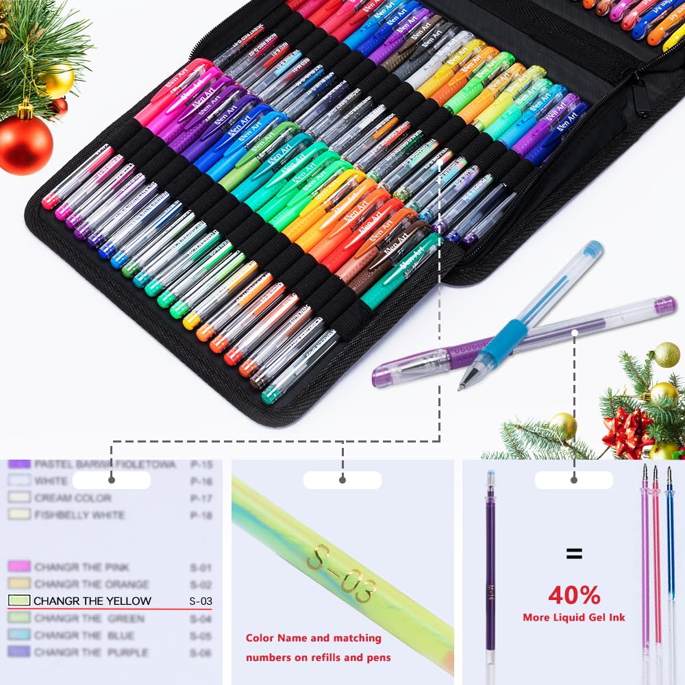 Aen Art Gel Pens for Adult Coloring Books, 160 Pack Artist Colored Gel Pen