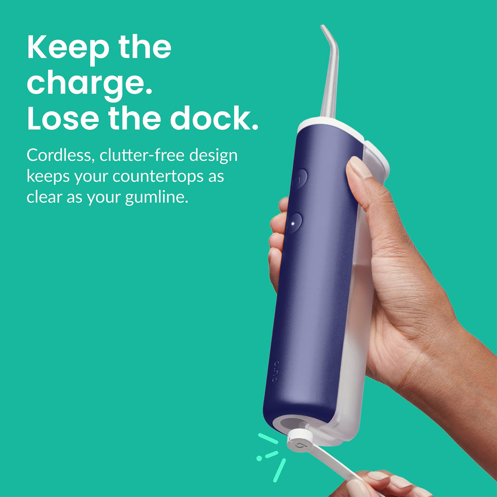 quip Water Flosser with Replacement Tip Cordless Dental Pick, Midnight Blue
