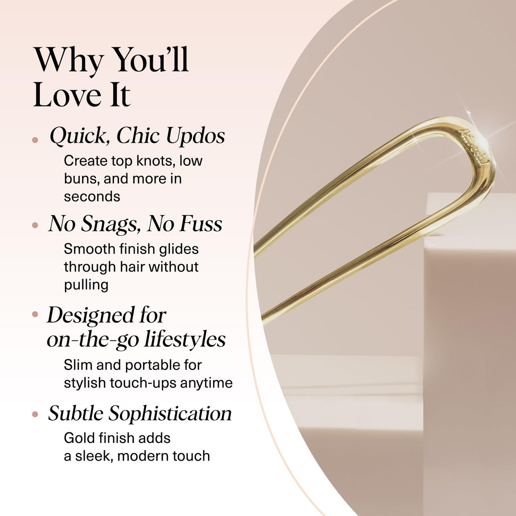 Buy now Kitsch French Hair Pins for Women â€“ Elegant & Durable Metal Hair Fork for Updos, Chignon, Bun & Twist Hairstyles, Secure Hold All Day, Comfortable Fit | Ideal Gifts for Women- Gold, 1pc at indiglob india
