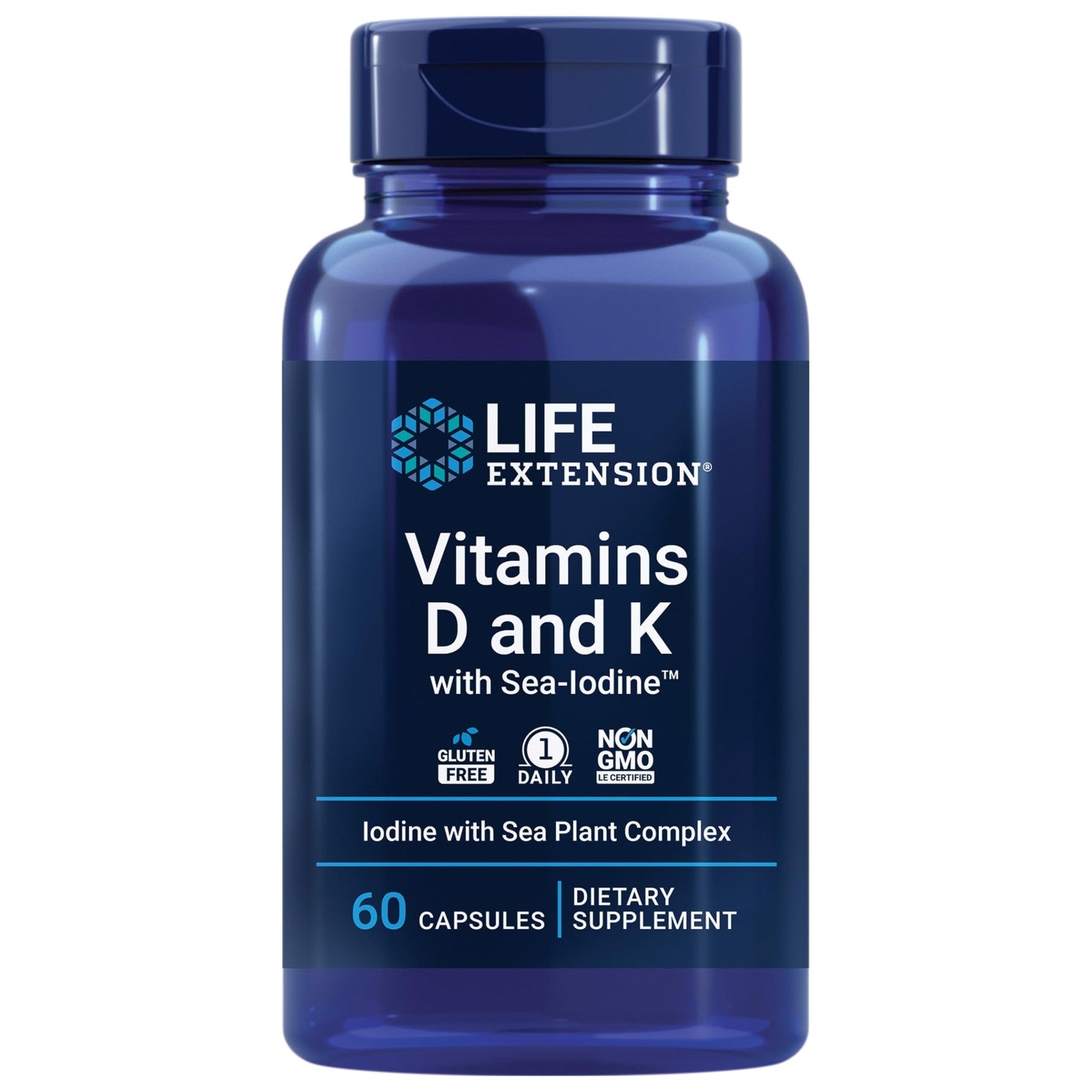 Life Extension Vitamins D and K with Sea-Iodine for Thyroid, 60 Capsules