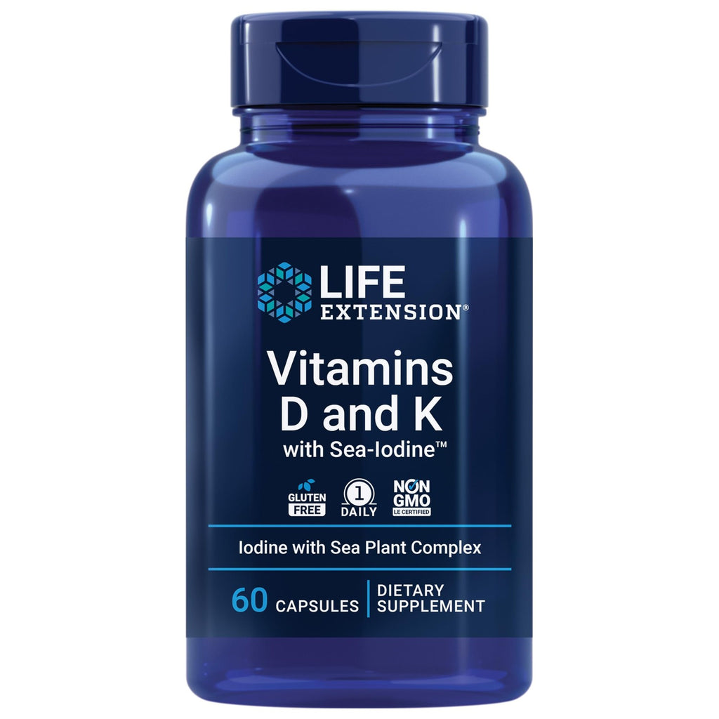 Life Extension Vitamins D and K with Sea-Iodine for Thyroid, 60 Capsules
