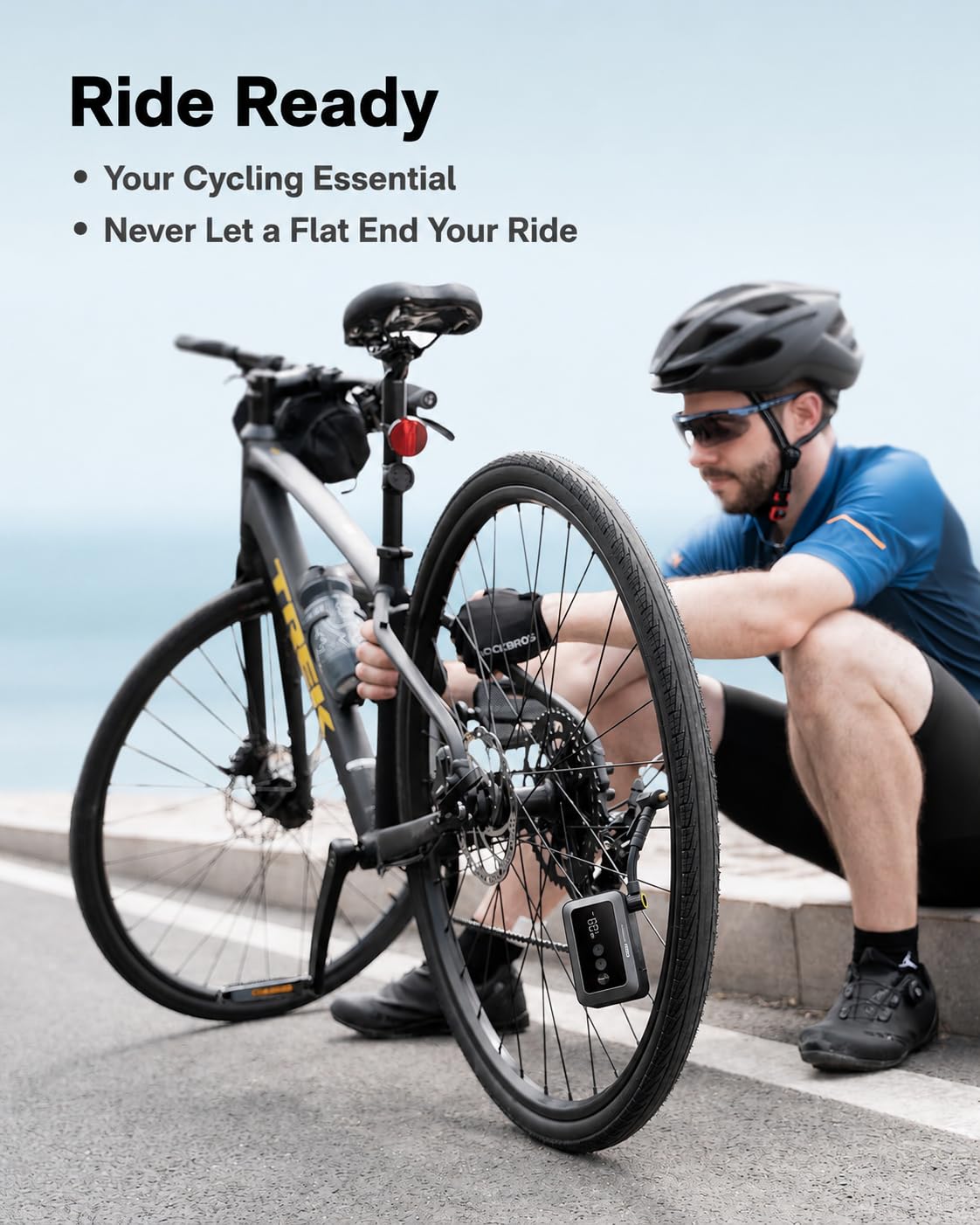 HOTO Electric Bike Tire Pump, Mini Bicycle Pump, 25s Fast Inflate