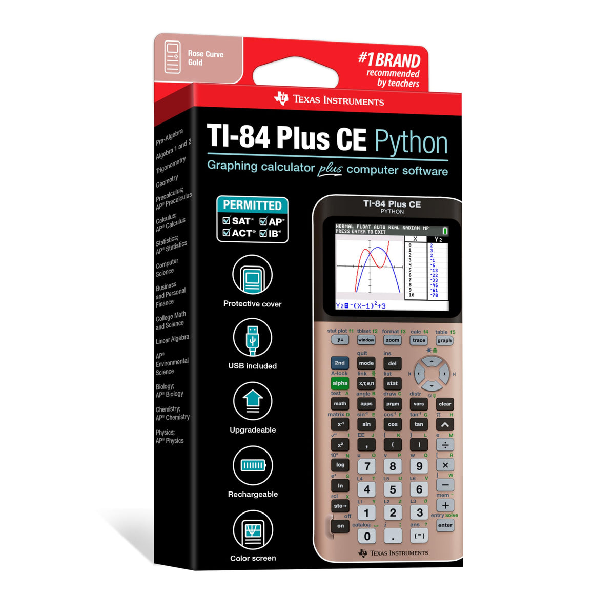 TI-84 Plus CE Graphing Calculator Texas Instruments, Rose Curve Gold