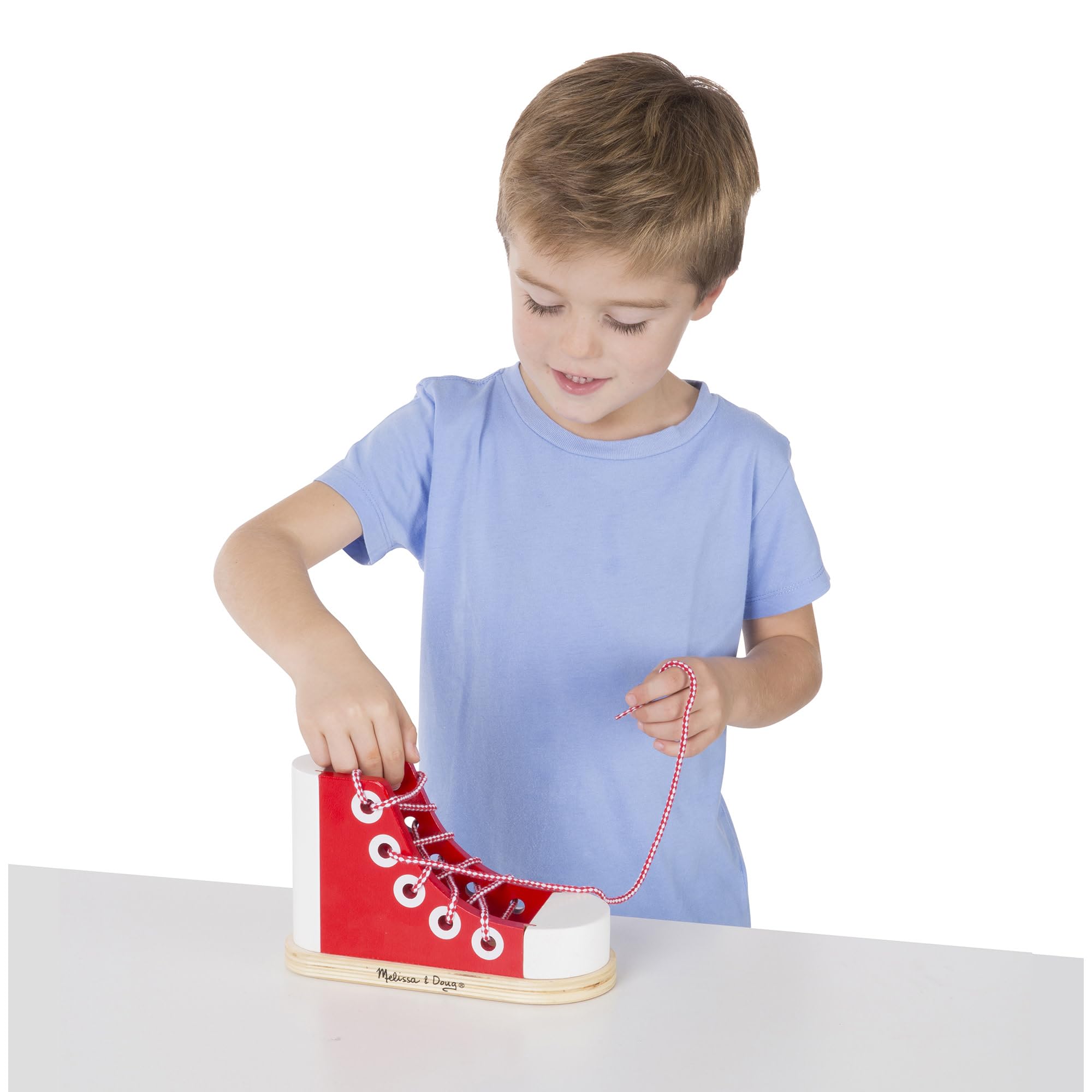 Buy now Melissa & Doug Deluxe Wood Lacing Sneaker - Learn to Tie a Shoe Educational Toy at indiglob india
