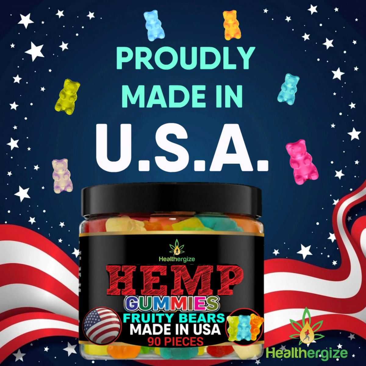 Hemp Gummies for Sleep - Nighttime Support for Relax and Calm-Omega Hemp Oil Infused Gummy Bears, Peace and Focus-Natural Fruity Flavors Edibles-Made in USA-90 Bears