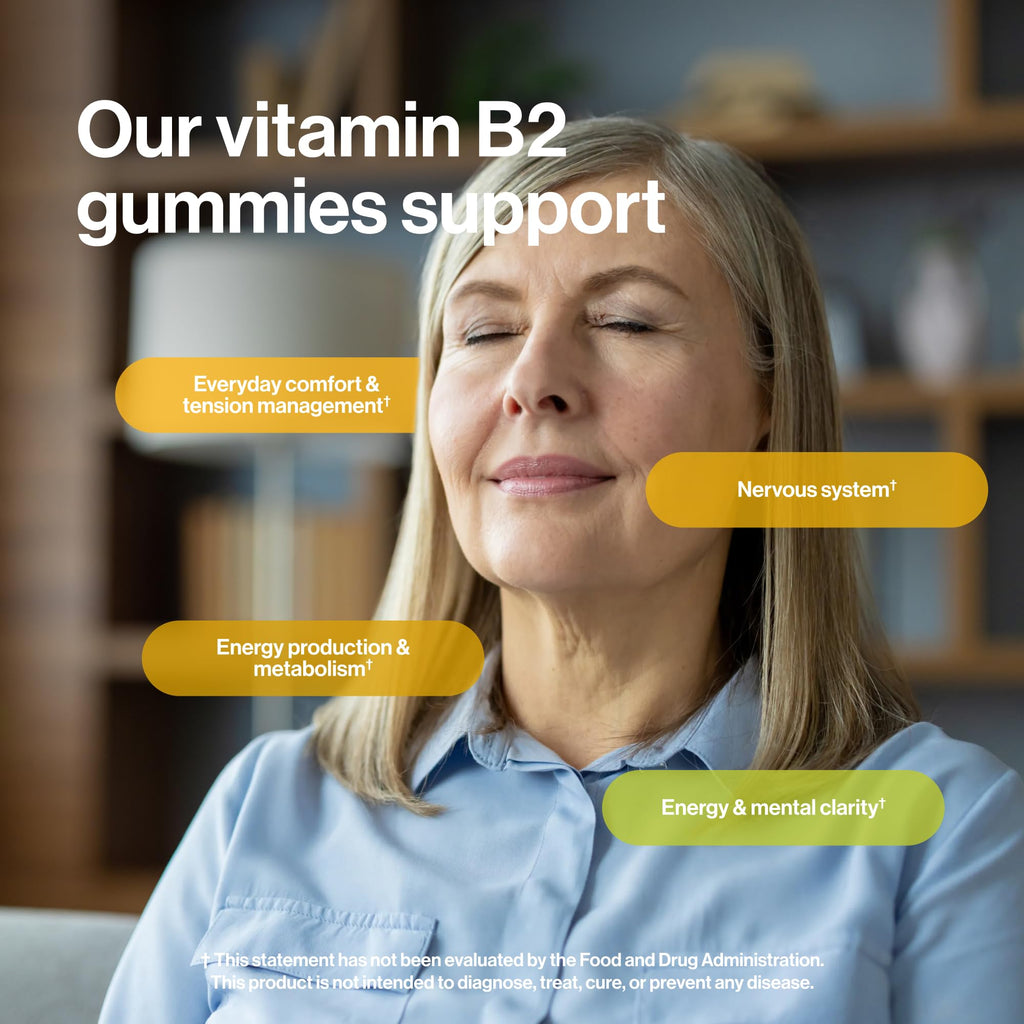 kindnature Vitamin B2 Gummies - Riboflavin 400mg Supplement for Kids & Adults - Non-GMO, Soy & Gluten-Free, Vegan Chewable Gummies (30 Day Supply)